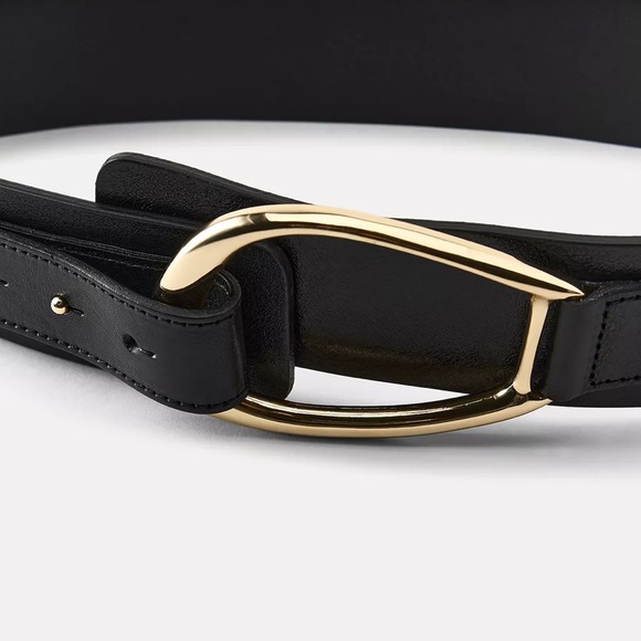 Zara Burgundy Leather Sash Belt with Gold Buckle 90cm NEW NWT main image 9
